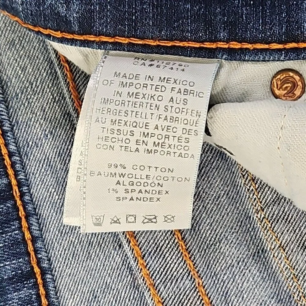 True Religion Jeans Men's 42x31 Blue Straight Denim Faded Whiskers‎ Streetwear